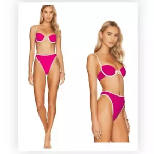 NWT New! L*Space Nora Pink/White Bikini Swim Bottom XL Beach Summer Vacation - Picture 1 of 12