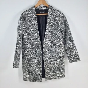 Miss Selfridge womens coat jacket blazer size 8 white geometric long slv 061746 - Picture 1 of 9