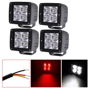 4X 3inch 24W Red & White Dual Colors LED Work Light Spot Offroad Fog Cube Pods - Picture 1 of 12