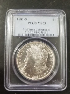 1881 S Morgan Silber Dollar PCGS MS 65 MS65 McClaren Collection II - Bild 1 von 2