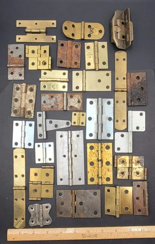 LOT Vintage Reclaimed Used Cabinet Hinges Mix Lot All Salvage Hardware Cover