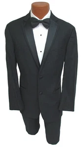 Boys 6 Black Perry Ellis Madison Tuxedo with Pants Formal Wedding Ring Bearer - Picture 1 of 6