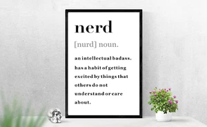 Póster impreso arte de pared divertido inspirador tipografía definición diccionario NERD. - Imagen 1 de 1