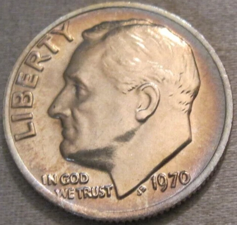 ALBUM TONED AS SHOWN - 1970 P UNCIRCULATED ROOSEVELT DIME *** 165 Cover