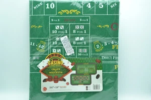 Craps & Roulette Table Felt Casino Game Night 36" x 18" Reversible Brybelly - Picture 1 of 3