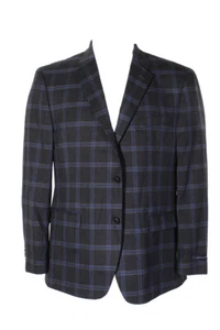 Tommy Hilfiger Grey Blue Plaid Slim-Fit Stretch Performance Notch Lapel Blazer - Picture 1 of 3