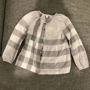 BURBERRY CHILDRENS GIRL GREY CHECK BLOUSE 10Y / 140 cm. EUC - Picture 1 of 12