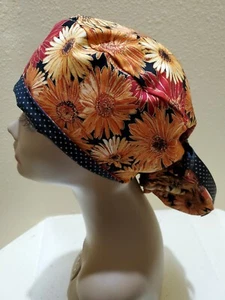 Chrysanthemums Fall (mums) Women's Ponytail Surgical Scrub Hat/Cap Handmade - Picture 1 of 6