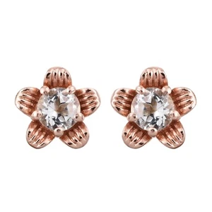 Rosevergoldete Sterling Silber Ohrring mit der Verzierung von poliertem Weiß - Bild 1 von 2