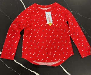 Camiseta de manga larga corazón para niñas pequeñas - Cat & Jack Red 5T nueva con etiquetas - Imagen 1 de 2