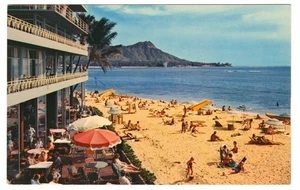 Vintage Reef Hotel Waikiki Beach Diamond Head View Hawaii Photochrome Postcard - Picture 1 of 2