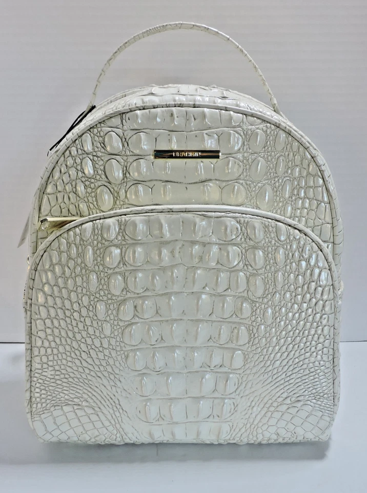 BRAHMIN Chelcy Croc Embossed Leather Backpack Coconut Milk Stunning