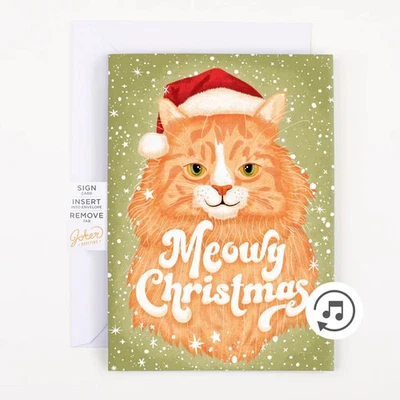 Endless Meowy Christmas Prank Greeting Card W/ Glitter - Plays NonStop For Hours - Image 1 of 3