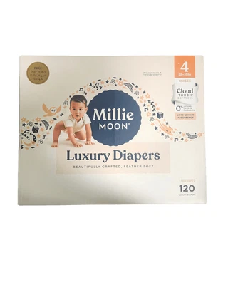 Pañales desechables de lujo Millie Moon - tamaño 4 - 120ct Foto 1 de 2