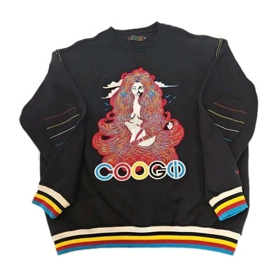 Moletom Coogi Crewneck Mermaid Design masculino 2XL preto branco amarelo vermelho azul - Imagem 1 de 4