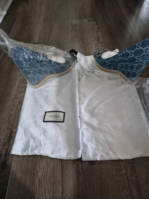 Gucci GG Logo Denim Alpargata Horsebit Cuña Tacones Talla EE. UU. 11 Foto 1 de 4