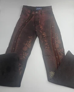 Seltene BRASILIEN ROXX braune Hose BESTICKT verziert GR 4 Blumen SEIL Jeans - Bild 1 von 6