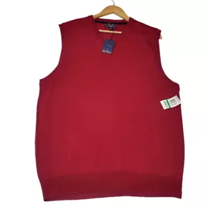 Club Room Vest Men's Size Large Cherry Red Merino Wool Blend New with Tags - Picture 1 of 8
