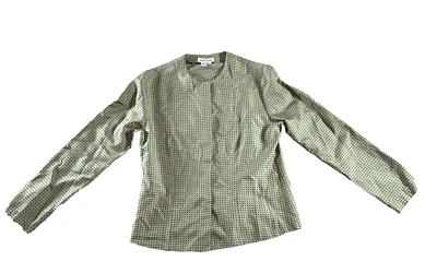Blusa Ann Taylor 100% Seda Camisa Abotonada Mujer Talla 4 Manga Larga Verde Foto 1 de 4