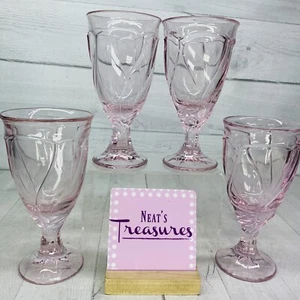 Juego de 4 vasos Noritake SWEET SWIRL PINK vidrio prensado 12 oz copa de té helado 7 3/8" - Imagen 1 de 17