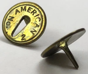 2 Vintage American Size No 2 Stamped Steel Thumb Tacks Push Pins - Each Marked - Picture 1 of 6