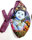 Spiritual Lord Krishna Bal Gopal Digital Print Hindu Prayer Bag Jholi Art Iskon