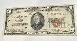1929 20 $ Federal Reserve Bank of Richmond FRB National Currency - Bild 1 von 2