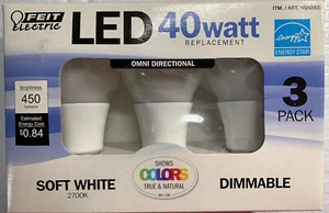 Feit Electric LED 40 Watt 450 Lumens Dimmable Omni Directional Bulbs 3 Pk - Picture 1 of 4