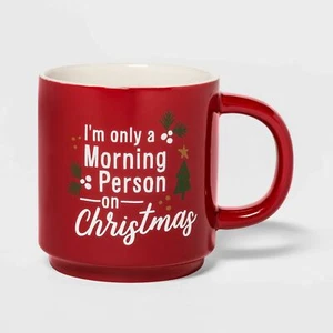 16oz Stoneware Morning Person on Christmas Mug Red - Threshold New - Picture 1 of 2