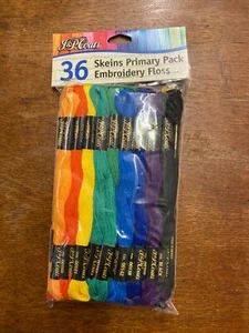 JP Coats NEW 100% Cotton 36 Skeins 6 Strand Primary Pack Embroidery Floss - Picture 1 of 1