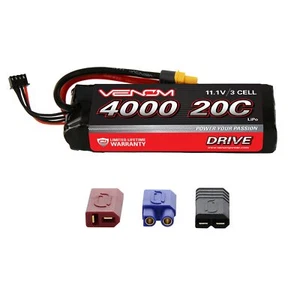 Venom LiPo Battery : Traxxas Slash 1:10 20C 11.1V 4000mAh 3S with UNI Plug - Picture 1 of 3