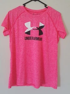 Youth Girls Under Armour Heatgear T- Shirt Fluro Pink Size YXL Or Woman's Small. - Picture 1 of 4
