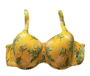 Lane Bryant Cacique Lightly Lined T-Shirt Bra Yellow/Green RN# 118641 Size 42DD - Picture 1 of 7