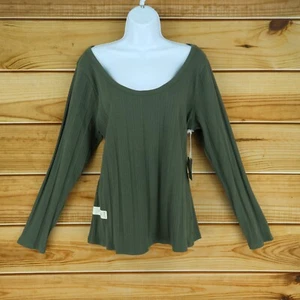a.n.a. A New Approach Long Sleeve Shirt Womens XXL Green Stretch Scoop Neck NEW - Picture 1 of 8