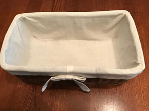 Woven Reed Bread/Roll Like Basket W Cloth Insert 13.5”x7”x5” High - Picture 1 of 4
