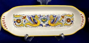 DERUTA CERAMICHE RAFFAELLESCO DRAGONS YELLOW RECTANGULAR TRAY 12 5/8” NEW - Picture 1 of 6