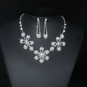Conjunto de joyería de moda regalo para mujer diseñador fiesta estrás pendientes collar - Imagen 1 de 1