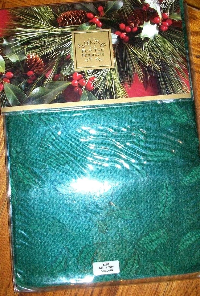 Lenox Holiday Tablecloth Holly Emerald Green 52 x 70 oblong  - Image 1 of 1