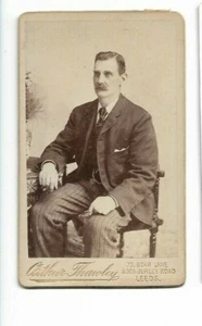  CDV- Seated gentleman with striped pants; by Arthur Thawley, Leeds F37 - Picture 1 of 2