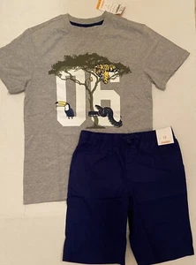 NWT Boys 10/12 Gymboree “ISLAND HOPPER” Cotton Royal Blue/Gray 2-pc SHORTS & TOP - Picture 1 of 4