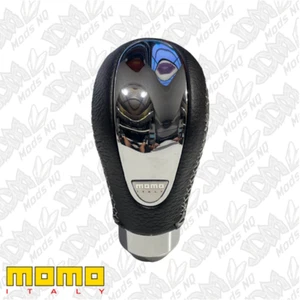 GENUINE Momo Gear Knob Combat Evo Chrome Black Leather 15511261117L - Picture 1 of 3