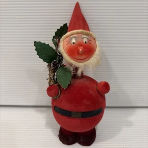 Vtg 7” Germany Santa Christmas Candy Container Flocked Nodder w/ Pinecone Tree - Picture 1 of 24