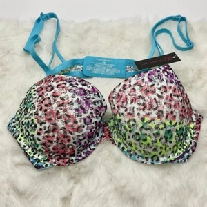 No Boundaries Bra Womens Juniors Size 34B Leopard Lace Push Up Underwire - Picture 1 of 4