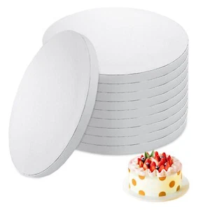 10 Pcs Round Cake Drums 8-Inch 1/2" Thickened Cardboard Cake Boards White Gre... - Picture 1 of 7