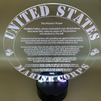 The Marines' Prayer Custom Made Color Changing LED Night Light Lamp With Remote - Image 1 of 4