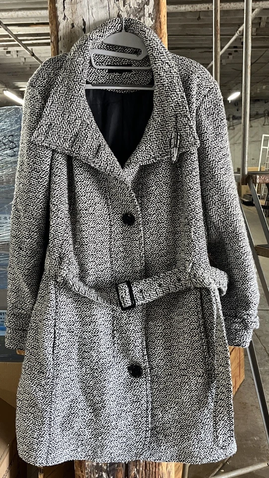 Abrigo Worthington Pea forrado con cinturón para mujer talla XL gris negro Foto 1 de 4