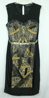 Vestido feminino Antik Batik bistrô grande 42 lantejoulas frisadas 100% seda bainha - Imagem 1 de 4