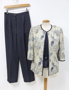 DRAGON Vintage 3 Piece Suit Trousers Jacket & Top Formal Smart/Occasion UK10 A76 - Picture 1 of 17