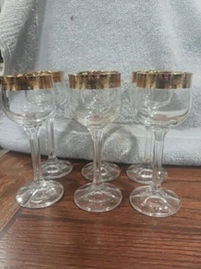 6 Vintage Italian Medici design 24 Karat foil rim cordial glasses - Picture 1 of 2