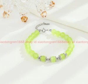 Natural Genuine 6/8/10/12mm Green Peridot Gemstone Round Beads Bracelets 7.5in - Picture 1 of 12